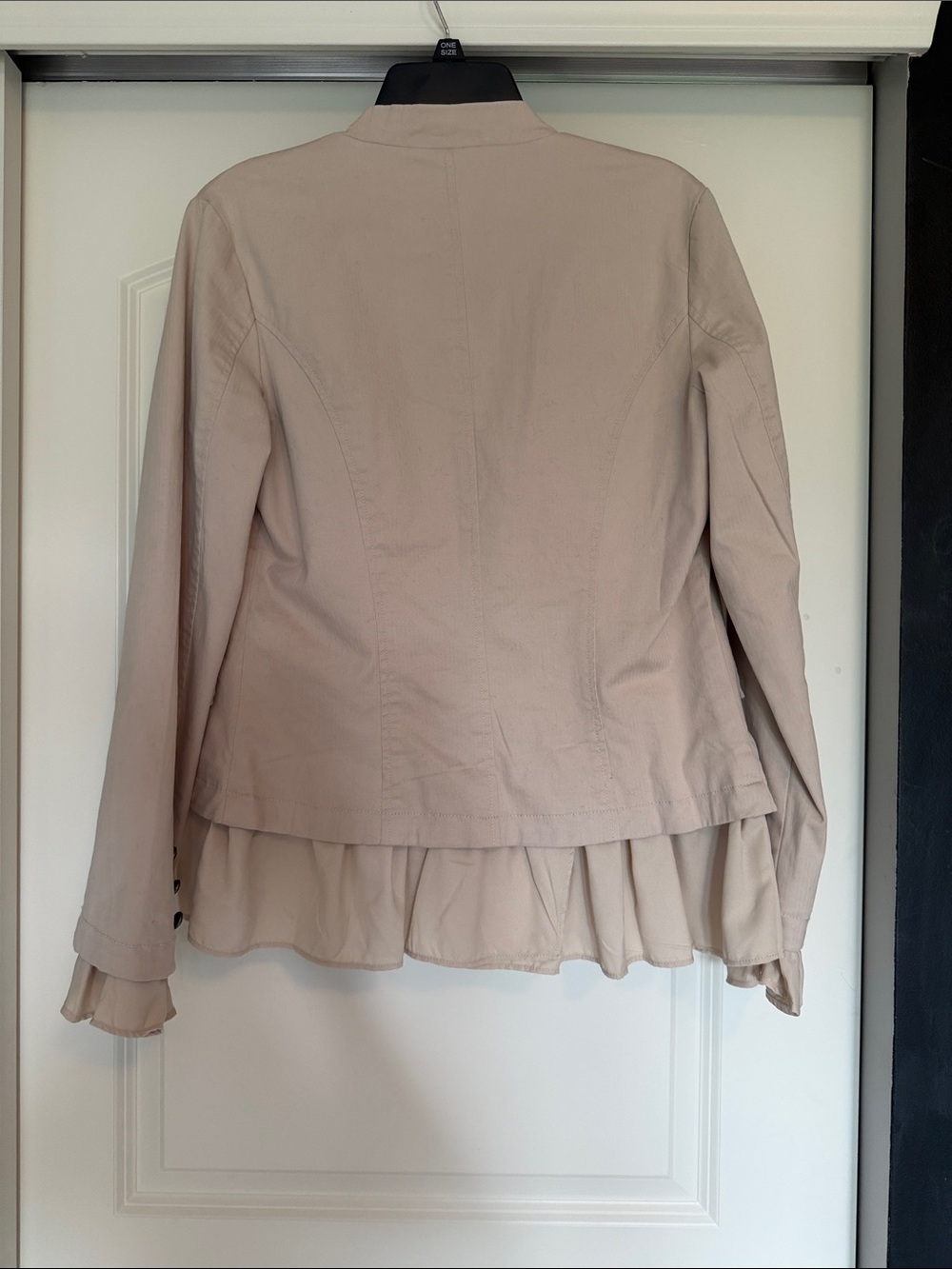 Free People Beige Ruffle Military-Style Jacket - Picture 4 of 4